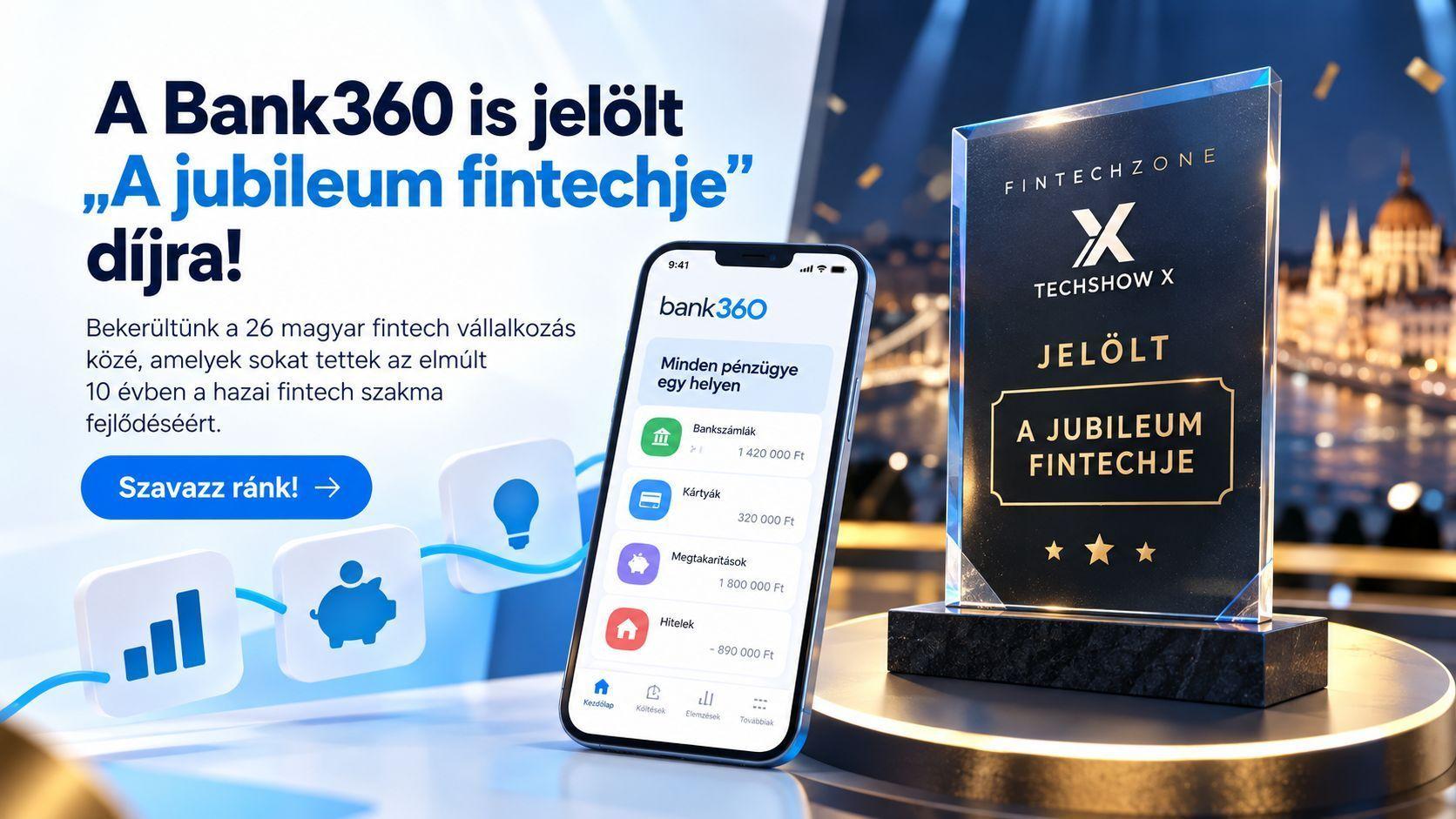 A Bank360-at is jelölték „A jubileum fintechje” díjra – szavazz ránk!